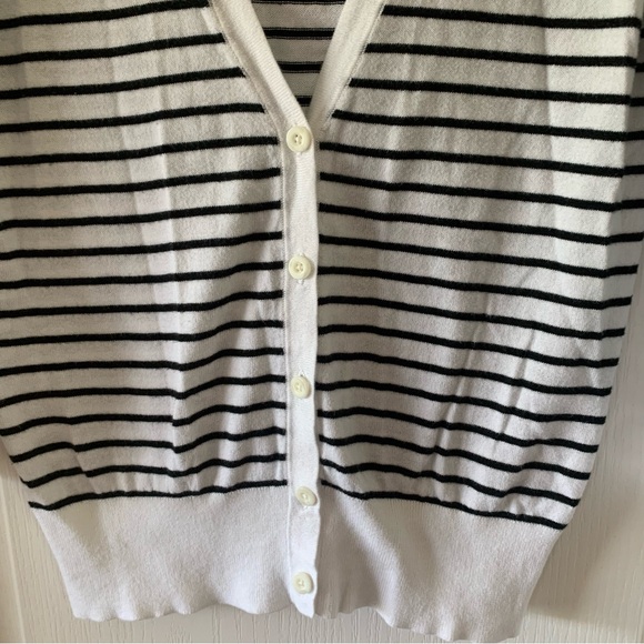 Ann Taylor LOFT striped V neck cardigan - Picture 2 of 6
